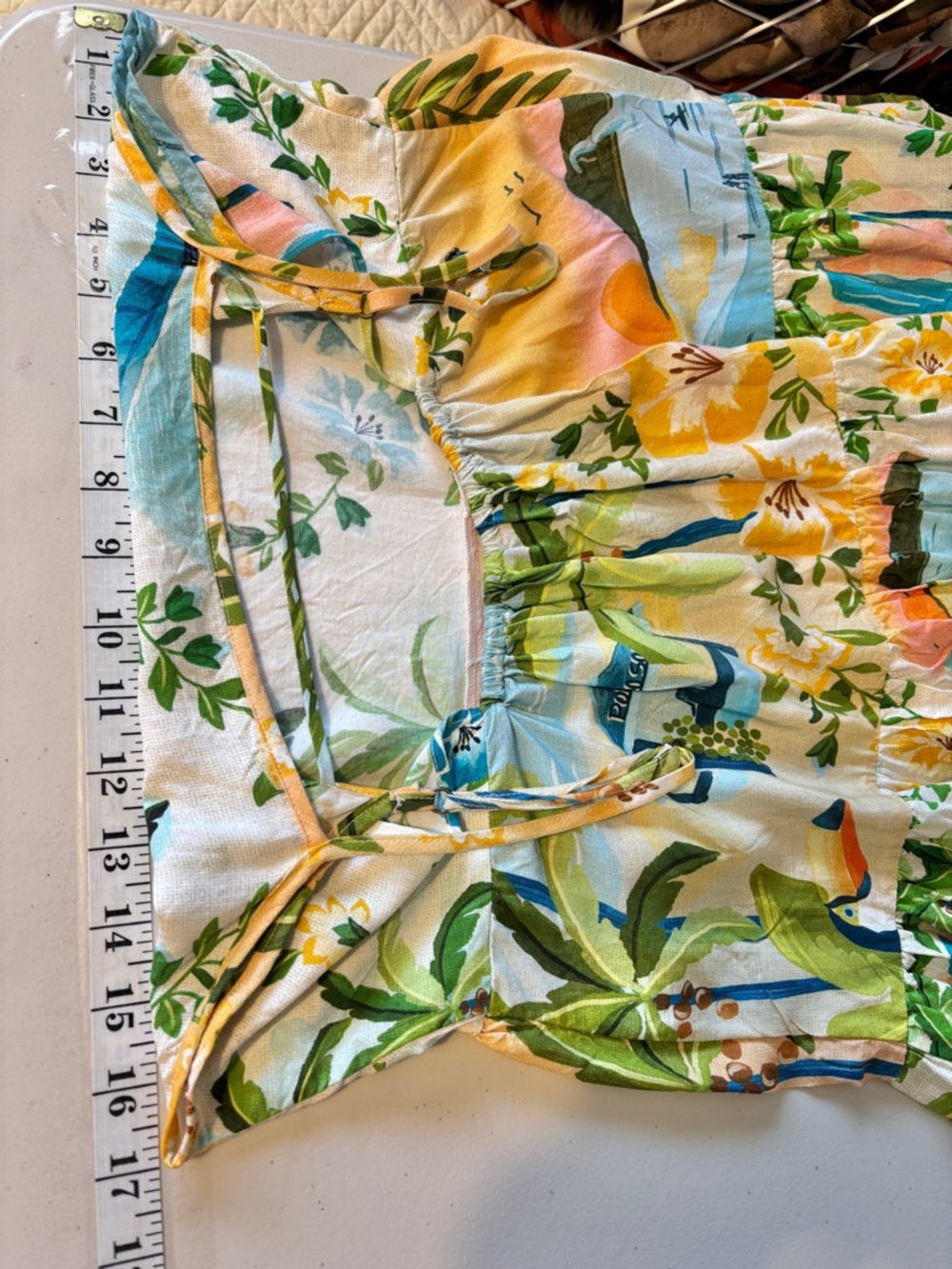 FARM Rio Floral Tropical Flowy Mini Dress Size Small Tiered Spaghetti Strap Boho - Picture 7 of 12